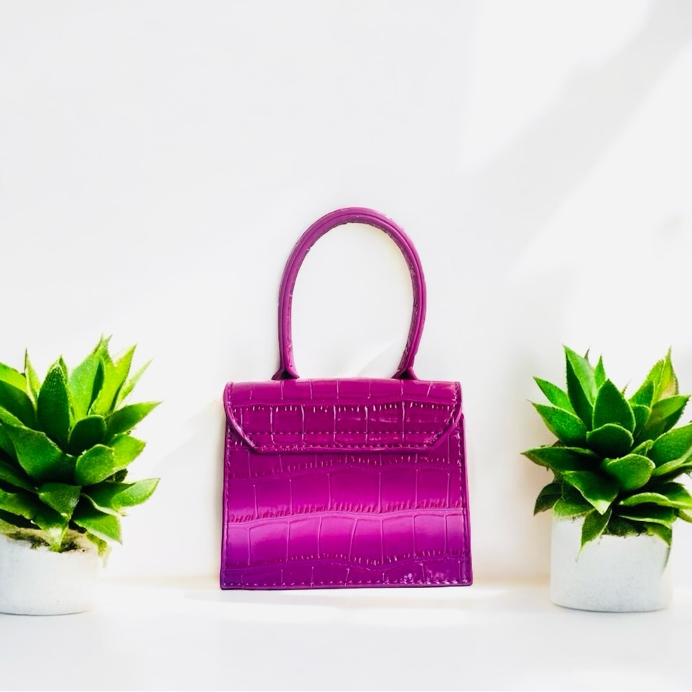 Mini Croc-Embossed Crossbody Handbag – Hot Pink Ombre, NWT - Picture 2 of 7